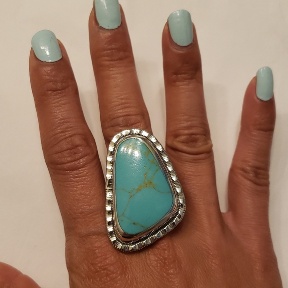 Turquoise and Sterling silver ring - Picture 7 of 7